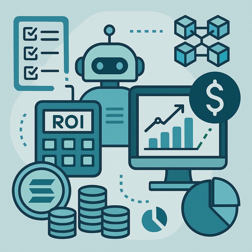 Crypto trader analyzing Solana volume bot pricing and ROI charts on multiple screens - Bot vs Manual vs Cheap Scripts: What Are You Really Paying For?